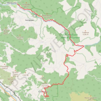 Trace GPS Mileseva - Sopotnica, itinéraire, parcours