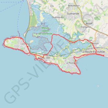 Trace GPS La Baule et marais salants, itinéraire, parcours