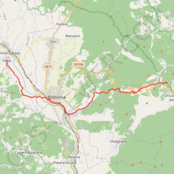Trace GPS De la Chiusa della Verna à Poppi, itinéraire, parcours