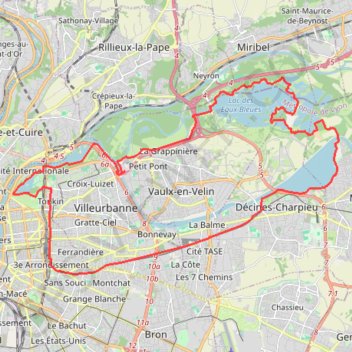 Trace GPS Les parcs de Lyon - Décines-Charpieu, itinéraire, parcours