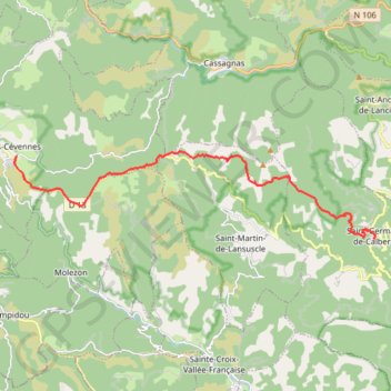 Trace GPS Barre-des-Cévennes - Saint-Germain-de-Calberte, itinéraire, parcours