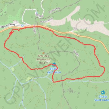 Trace GPS Vosges en Raquettes : Bussang, tour de la Tête des Allemands, itinéraire, parcours