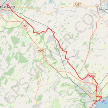 Trace GPS 01: Canterbury – Dover (Developed), itinéraire, parcours