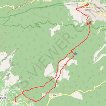Trace GPS Le Mont Ventoux par le versant Sud, itinéraire, parcours