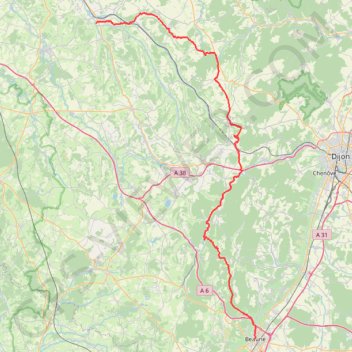 Trace GPS Beaune - Alesia, itinéraire, parcours