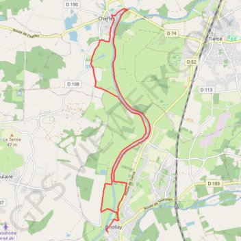 Trace GPS Au fil de la Sarthe - Briollay, itinéraire, parcours