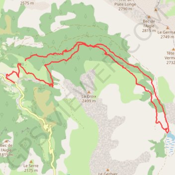 Trace GPS Jausiers Lans lac des Sagnes, itinéraire, parcours