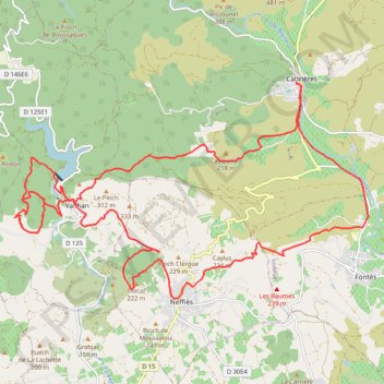 Trace GPS Cabrières, Vailhan, Fontès, itinéraire, parcours