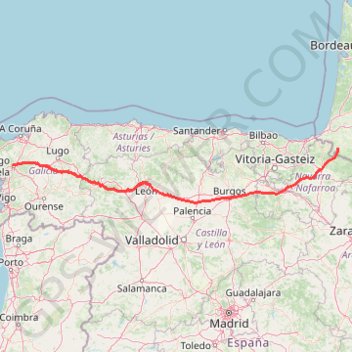 Trace GPS Camino Francés (Chemin des Français), itinéraire, parcours