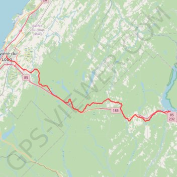 Trace GPS Rivière-du-Loup - Témiscouata-sur-le-Lac, itinéraire, parcours