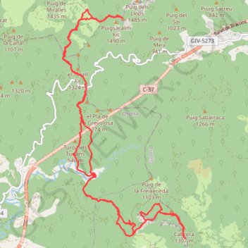 Trace GPS Puigsacalm cabrera puigsacalm, itinéraire, parcours