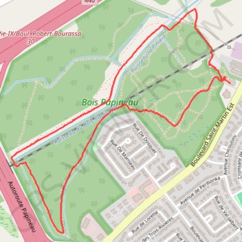 Trace GPS Promenade au parc de Laval, itinéraire, parcours