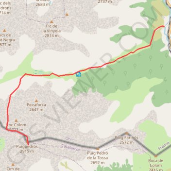 Trace GPS Puig de Campcardos / Puig Pédros, itinéraire, parcours