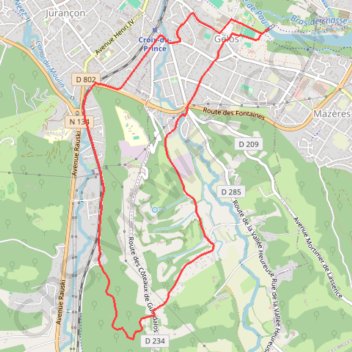Trace GPS Passerelle Gelos - Vert Galant - Coteaux de Guindalos, itinéraire, parcours