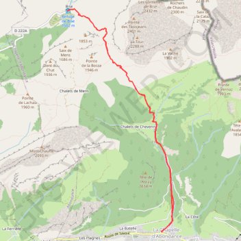 Trace GPS Montée alpage bise, itinéraire, parcours