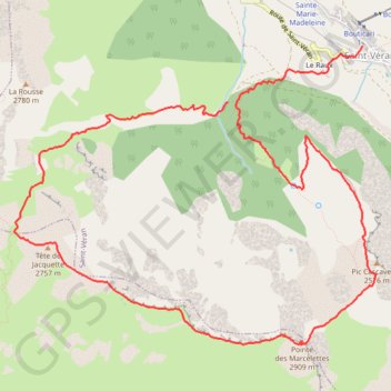 Trace GPS Pointe des Marcelettes en boucle depuis St-Véran, par le Pic Cascavelier et le col des Estronques, itinéraire, parcours