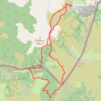 Trace GPS Le circuit des Trois Bornes depuis les Grottes de Sare, itinéraire, parcours