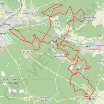 Trace GPS Forêts Compiègne-Laigue, les Monts, itinéraire, parcours
