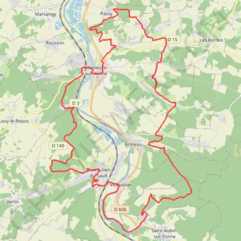 Trace GPS Villeneuve-sur-Yonne, itinéraire, parcours