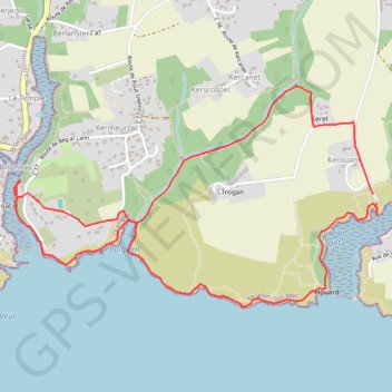 Trace GPS Merrien - Brigneau par le sentier côtier, itinéraire, parcours