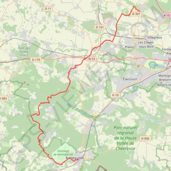 Trace GPS GR1 De Rambouillet à Feucherolles (Yvelines), itinéraire, parcours