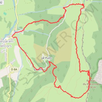 Trace GPS Rocher du Baconnet en boucle depuis Gresse-en-Vercors, itinéraire, parcours