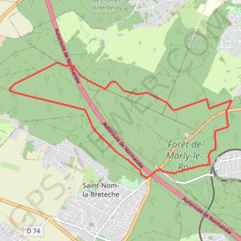 Trace GPS Foret de Marly depuis Fourqueux, itinéraire, parcours