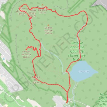 Trace GPS Randonnée au Centre de la Nature Mont Saint-Hilaire, itinéraire, parcours