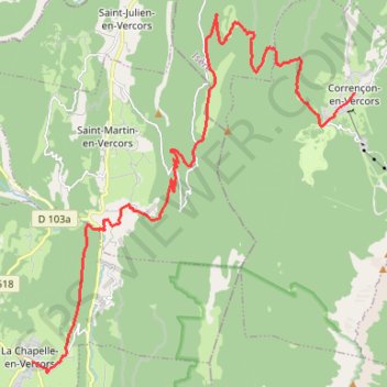 Trace GPS Grande Traversée des PréAlpes : Corrençon-en-Vercors - La Chapelle-en-Vercors, itinéraire, parcours