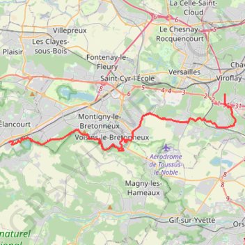 Trace GPS La Verrière - Chaville, itinéraire, parcours