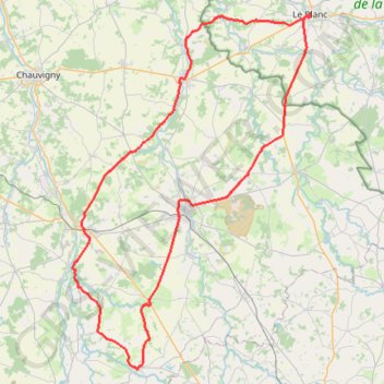 Trace GPS Itinéraire de Adriers via Le Blanc Adriers, itinéraire, parcours