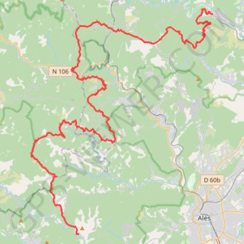 Trace GPS GR44B De Bessèges à Mialet (Gard), itinéraire, parcours
