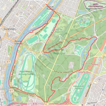 Trace GPS Bois de Boulogne - Puteaux, itinéraire, parcours
