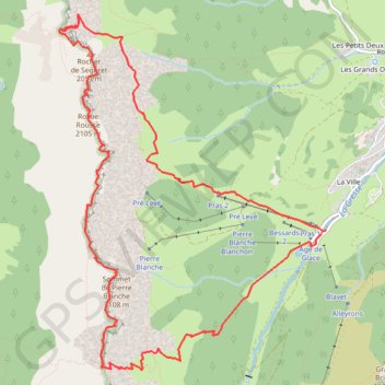 Trace GPS Pierre Blanche en boucle par les pas de la Ville et Berrrièves (Vercors), itinéraire, parcours
