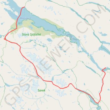 Trace GPS 1a - SAREK Winter Crossing - Exit NORD (Vallée Glaciaire>Sitojaure) 120 km, itinéraire, parcours