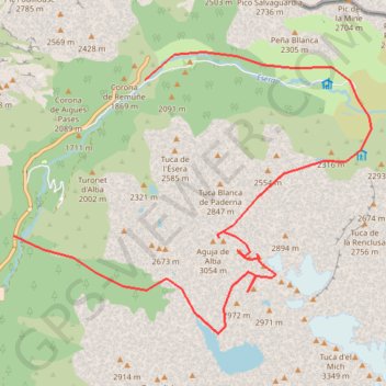 Trace GPS Pic et dent d'Albe, pics occ. de la Maladeta, itinéraire, parcours