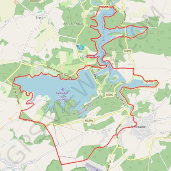 Trace GPS Le grand tour des Lacs de l'Eau d'Heure, itinéraire, parcours