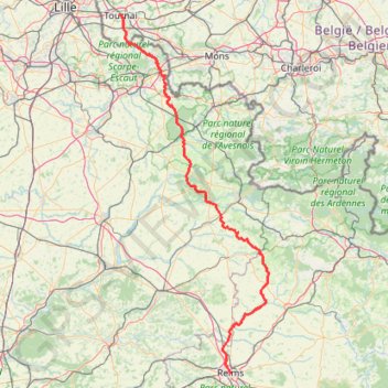 Trace GPS Tournai Reims, itinéraire, parcours