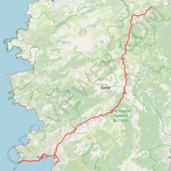 Trace GPS J1 de Bastia à Ajaccio, itinéraire, parcours